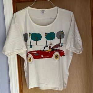 Women's Short Sleeve Tee with Red Car Design
